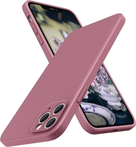 SURPHY Design for iPhone 11 Pro Max Case with Camera Protection, Straight Edge Design Liquid Silicone Slim Case, Light Pink in Saudi Arabia