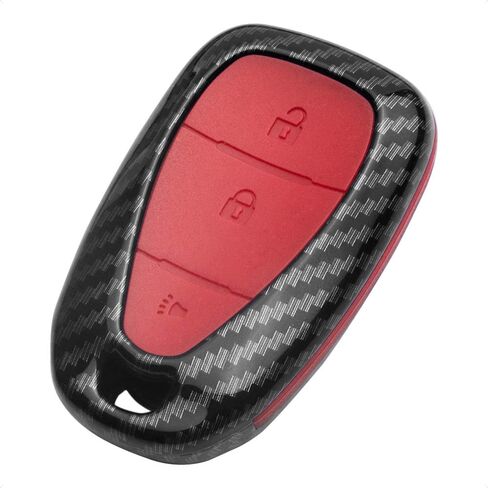 TANGSEN Key Fob Case Compatible with Chevrolet Blazer Cruze Equinox Sonic Spark Traverse TRAX 3 Button Keyless Entry Remote Black Carbon Fiber Pattern ABS Black Silicone Cover in Saudi Arabia