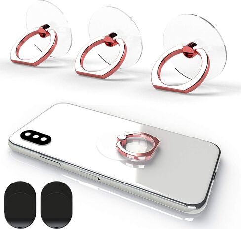 Transparent Phone Ring Holder Grip 360 Degree Free Rotation, Clear Cell Phone Finger Ring Kick-Stand Compatible with iPhone X 8 7 Plus 6S 6 5s 5 SE, Galaxy S9 S8 S7 S6 Edge (Silver) in Saudi Arabia