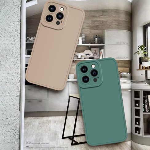 حافظة سيليكون مصممة لهاتف iPhone 15 Pro Max - حماية محسنة لعدسة الكاميرا - بطانة ناعمة من الألياف الدقيقة بالداخل - حافظة هاتف واقية مقاومة للصدمات مقاس 6.7 بوصات للرجال والنساء والفتيات - لون لاتيه in Kuwait