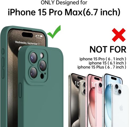 حافظة سيليكون مصممة لهاتف iPhone 15 Pro Max - حماية محسنة لعدسة الكاميرا - بطانة ناعمة من الألياف الدقيقة بالداخل - حافظة هاتف واقية مقاومة للصدمات مقاس 6.7 بوصات للرجال والنساء والفتيات - لون لاتيه in Kuwait