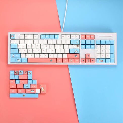 (أغطية المفاتيح فقط) 104+24 XDA مجموعة أغطية المفاتيح PBT Dye Sublimation ANSI ISO Layout for GK61 64 68 84 87 104 108 لوحات المفاتيح الميكانيكية (Cute Cat) in Kuwait