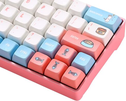 (أغطية المفاتيح فقط) 104+24 XDA مجموعة أغطية المفاتيح PBT Dye Sublimation ANSI ISO Layout for GK61 64 68 84 87 104 108 لوحات المفاتيح الميكانيكية (Cute Cat) in Kuwait