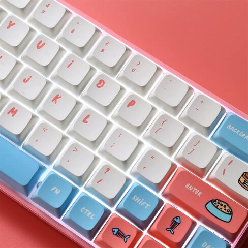 (أغطية المفاتيح فقط) 104+24 XDA مجموعة أغطية المفاتيح PBT Dye Sublimation ANSI ISO Layout for GK61 64 68 84 87 104 108 لوحات المفاتيح الميكانيكية (Cute Cat) in Kuwait