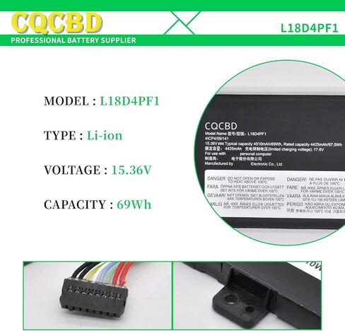 بطارية CQCQ (الشكل-B) (خط طويل) L18D4PF1 لجهاز Lenovo IdeaPad Yoga 9-15IMH5 82DE Yoga C940-15IRH 81TE IdeaPad S740-15IRH Series 5B10T83738 5B10U65276 5B10U65277 5B10W67244 (15.36V 69Wh/ 4500 مللي أمبير) in Kuwait