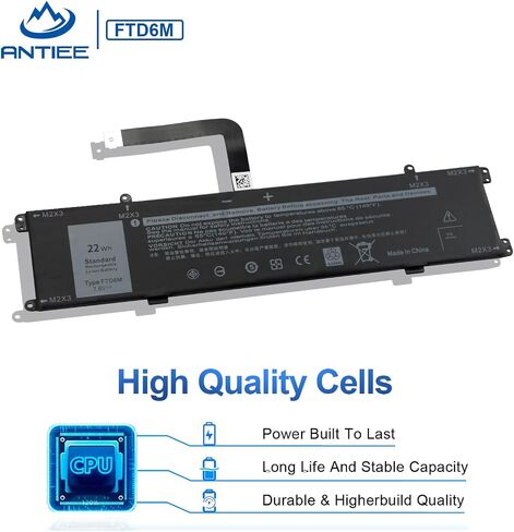 استبدال بطارية الكمبيوتر المحمول FTD6M لسلسلة لوحة المفاتيح Dell Latitude 7285 2 في 1 i7-7Y75 Intel i5-7Y57 12.3 بوصة 12.3 بوصة 06HHW5 6HHW5 K17M K17M-BK-US T0T32 GC02002190L G99QA050H BQ40370 22Wh 2750 مللي أمبير في الساعة in Saudi Arabia