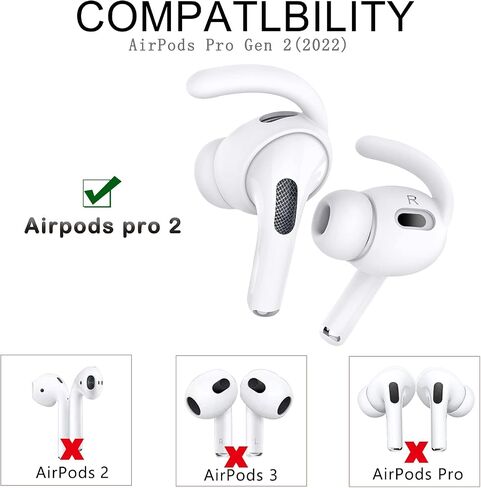 4 Pairs Replacement Ear Hooks for AirPods Pro 2 with Silicone Storage Pouch, Earbuds Cover for AirPods Pro2 Accessory Wing Ear Tips White in Saudi Arabia