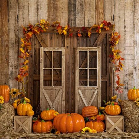 Kate 10×10ft Autumn Backdrop Photography Thanksgiving Background Pumpkin Hay Maple Wood Floor Decor Background for Thanksgiving Day in Saudi Arabia