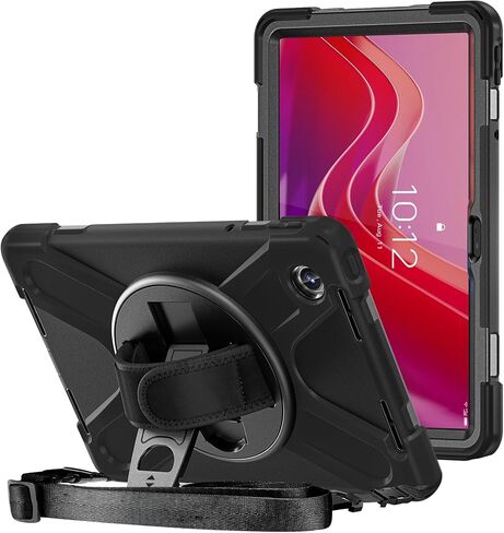 ProCase Protective Case for Lenovo Tab M11 / Lenovo Tab K11 LTE 2024, Rugged Heavy Duty Shockproof Rotating Kids Cover with 360° Rotate Kickstand & Shoulder Strap for Tab TB330FU TB330XU -Black in Saudi Arabia