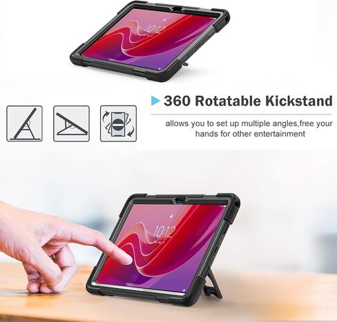 ProCase Protective Case for Lenovo Tab M11 / Lenovo Tab K11 LTE 2024, Rugged Heavy Duty Shockproof Rotating Kids Cover with 360° Rotate Kickstand & Shoulder Strap for Tab TB330FU TB330XU -Black in Saudi Arabia