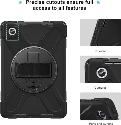 ProCase Protective Case for Lenovo Tab M11 / Lenovo Tab K11 LTE 2024, Rugged Heavy Duty Shockproof Rotating Kids Cover with 360° Rotate Kickstand & Shoulder Strap for Tab TB330FU TB330XU -Black in Saudi Arabia