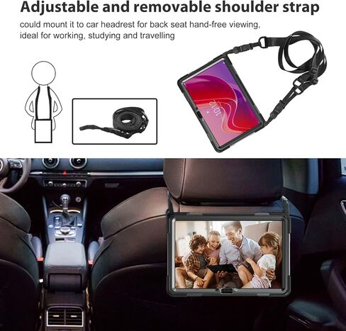 ProCase Protective Case for Lenovo Tab M11 / Lenovo Tab K11 LTE 2024, Rugged Heavy Duty Shockproof Rotating Kids Cover with 360° Rotate Kickstand & Shoulder Strap for Tab TB330FU TB330XU -Black in Saudi Arabia