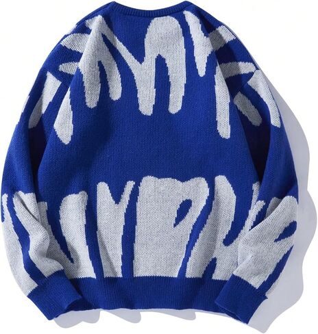 SHENHE Men's Graphic Crewneck Long Sleeve Sweater Drop Shoulder Knit Pullover Sweater Top in Saudi Arabia