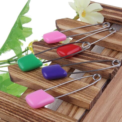 دبابيس الطفل دبابيس الحفاضات الملونة دبابيس السلامة الطفل الرضيع الاطفال قفل القماش دبابيس حفاضات 50 قطعة in Kuwait