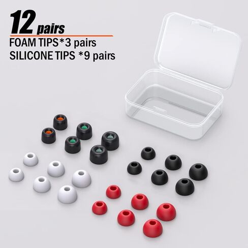 Memory Foam & Silicone Eartips Replacement for Beats Studio Buds & Beats Fit Pro & Beats Studio Buds + Earbuds Ear Tips Earpad * 12 Pairs (Foam & Silicone Tips) in Saudi Arabia