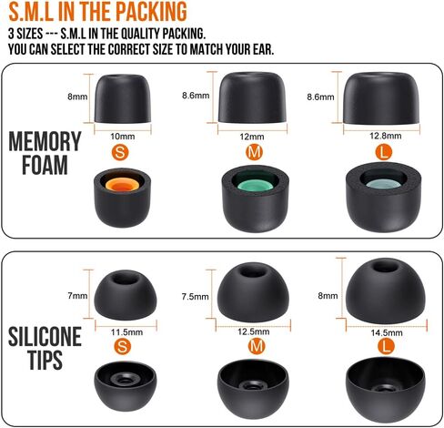 Memory Foam & Silicone Eartips Replacement for Beats Studio Buds & Beats Fit Pro & Beats Studio Buds + Earbuds Ear Tips Earpad * 12 Pairs (Foam & Silicone Tips) in Saudi Arabia