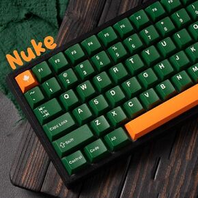 163 Keys Green Nuke Data Themed Keycaps Set, GMK Style Cherry Profile Classical PBT Dye Sublimation Keycaps, Cherry MX Switch Custom Keycaps Suitable Machine Keyboard