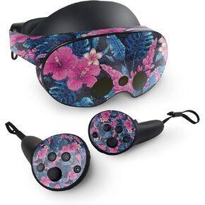 MightySkins Glossy Glitter Skin Compatible with Meta Quest Pro - Contrast Hibiscus | Protective, Durable High-Gloss Glitter Finish | Easy to Apply, Remove, and Change Styles | Made in The USA