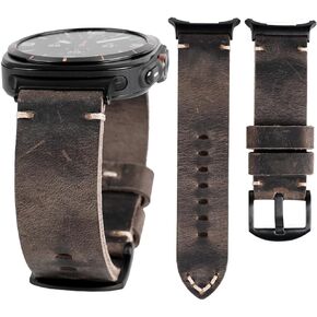Crazy Horse Leather Band Compatible with 2024 Samsung Galaxy Watch 7 Ultra Band 47mm, Vintage Rugged Strap Bracelet for Men Women