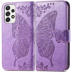for Samsung Galaxy A53 5G Wallet Case, Embossed Butterfly Premium PU Leather [Kickstand] [Card Slots] [Wrist Strap] [6.5 inch] Phone Cover for Samsung A53 5G (A1-Rose)