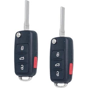 Key Fob Replacement Fits for 2012-2016 Volkswagen Jetta Passat Tiguan Beetle CC Eos Golf GTI Touarge VW Flip Key Remote Control Keyless Entry NBG010180T 5K0837202AK 4 Button (Set of 2)