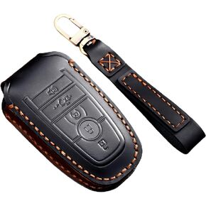 for Ford Key Fob Cover with Keychain,Key Fob Cover Case Shell for Ford Explorer Fusion Escape Edge Expedition F150 F250 F350 F450 F550 Maverick Mustang 3/4/5 Buttons Smart Key (Black)