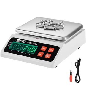 VEVOR Industrial Counting Scale, 30 kg x 1 g, Digital Scale for Parts and Coins, g/kg/lb Units, Electronic Gram Scale Inventory Counting Scale Kitchen Jewelry Scale with RS232 Port and LCD Screen