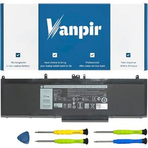 استبدال بطارية الكمبيوتر المحمول WJ5R2 لأجهزة الكمبيوتر المحمول Dell Latitude 5570 Precision 3510 M3510 Series Notebook 4F5YV أسود 11.4V 84Wh 7260mAh in Kuwait