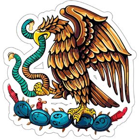 Mexico Coat of Arms Sticker Adventure Souvenir Decal Vinyl Small Waterproof for Water Bottle Mug Passport Scrapbook Notebook Laptop Tumbler Skateboard Computer Phone 4" ID44990