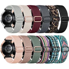 Lerobo 12 Pack Stretchy Nylon Bands Compatible with Samsung Galaxy Watch 7/6/5/4 40mm 44mm/Watch 5 Pro/Watch 6 4 Classic 47mm 43mm 46mm 42mm/Active 2,20mm Adjustable Soft Elastic Strap for Women Men