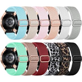 Lerobo 12 حزمة من أشرطة النايلون القابلة للتمدد متوافقة مع ساعة Samsung Galaxy Watch 7/6/5/4 40 مم 44 مم/ساعة 5 Pro/ساعة 6 4 كلاسيكية 47 مم 43 مم 46 مم 42 مم/نشط 2,20 مم حزام مرن ناعم قابل للتعديل للنساء والرجال