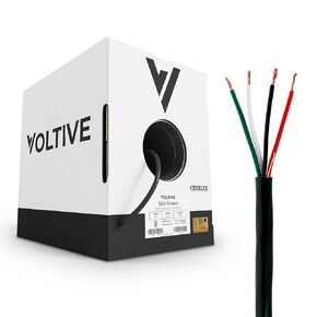 Voltive 18/4 Plenum Low Voltage Wire, 500ft, Black - Stranded Bare Copper - UL Listed CL3P Rated - Alarm/Security, LED Lighting, Audio/Speakers