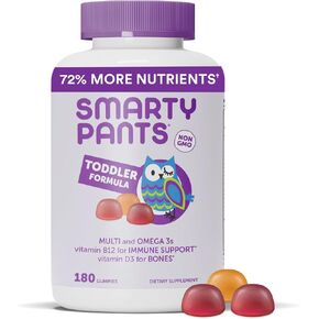 Organic Kids & Toddler Multivitamin Gummies: Omega 3 (ALA), Vitamin D3, C, Vitamin B12, B6, Vitamin A, K2 & Zinc for Immune Support, Vegetarian, 180 Count