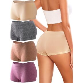 Womens Boyshorts Underwear Seamless Boxer Briefs Full Coverage Soft Stretch Boxer Shorts For Women 4 Pack
