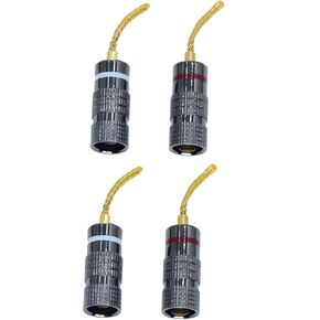 Screw-Type Connectors Deadbolt Flex Pin Banana Adapter Plug to 4mm Female Bananas Jack Center Surround Wire for Spring Loaded Speaker Terminals Inputs 4 Pack
