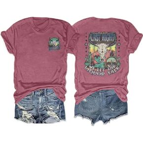 Country Music Shirts Women Last Night We Let The Liquor Talk Shirt Western Bull Skull Tee Concert Short Sleeve Top