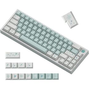 PBT Keycaps 140 Keys Custom Keycaps Cherry Profile Key Caps 5 Sides Sublimation Keycap Set Matcha Keycaps, for 60% 65% 75% 100% Cherry Mx Switches Mechanical Gaming Keyboard Keycaps