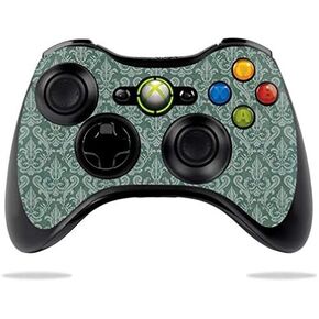 MightySkins Skin Compatible with Microsoft Xbox 360 Controller - Teal Damask | Protective, Durable, and Unique Vinyl Decal wrap Cover | Easy to Apply, Remove, and Change Styles | Made in The USA