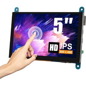 5 Inch IPS LCD Touch Screen Display Panel Monitor 800×480 Capacitive Screen HDMI Monitor for Raspberry Pi 4 3B+ BB Black Windows 10 8 7 PC