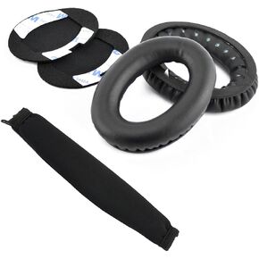 Geekria Earpad + Headband Compatible with Bose Around-Ear AE2, AE2i, AE2w Headphone Replacement Ear Pad + Headband Cover/Ear Cushion + Headband Protector Earpads Repair Parts (Black)