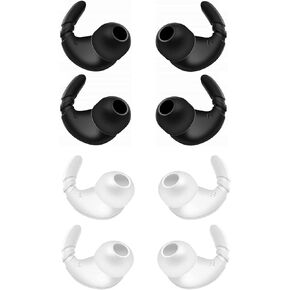 Sports Anti-Slip Stabilizers Fins Wing Earhooks Compatible with Most in-Ear Earbuds 4mm to 6mm Nozzle Attachment, 4 Pairs Anti-Slip Anti-Lost Soft Earbuds Hooks, Black/White