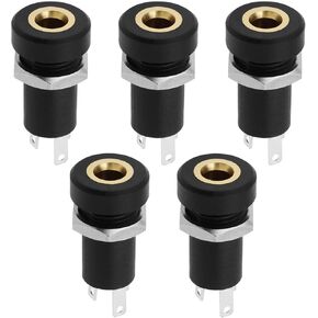 5PCS 3.5mm Audio Jack Socket 3 Pole Stereo Socket Connector Headphone Jack Connector Stereo Solder Panel Black with Nut