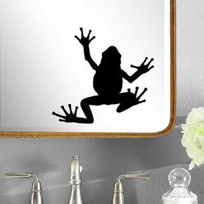 Pack of 4 Frog Crashing Silhouette Waterproof Decal Cute Stickers - Car Sticker - Frog Gift - Wall Decal - Nursery Decor - Kids Stickers - Nursery Wall Stickers (8.5cm x 8cm, Black)