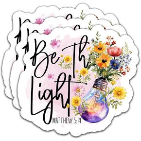 (3 قطع) ملصق Let Your Light Shine Matthew 5:16، ملصقات دينية مسيحية إيمانية للكتب وأجهزة الكمبيوتر المحمولة والأكواب وسجلات القصاصات وزجاجات المياه وآية الكتاب المقدس ملصق فينيل مقاوم للماء مقاس 3 بوصات × 2.4 بوصة