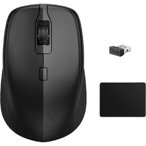 Wireless Mouse: 2.4G Wireless Mouse for Laptop with Mouse Pad Set, Computer Mouse Cordless Silent Optical Mouse 3 DPI for Computer Laptop MacBook Laptop Notebook PC TV Tablet (Black)
