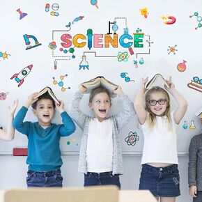 PLIGREAT 20 Pcs Cool Science Wall Stickers, Peel and Stick Wall Decals, Removable Vinyl Wall Sticker for Nursery Bedroom Living Room Classroom DIY Home Wall Decorations Educational Wall Art Decor