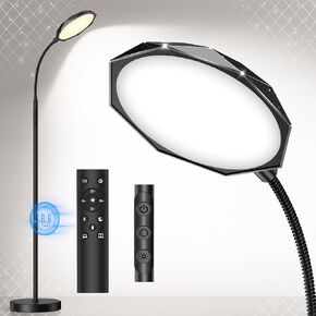 LED Floor Lamp, 18W Bright Floor Lamps for Living Room, Stepless Adjustable Colors & Brightness Standing Lamp with Timer, Remote & Touch Control, Eye Caring Reading Lights for Bedroom,Office