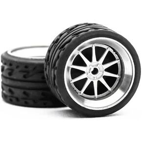 Carlomo 1/64 Scale N-Class Alloy Wheels and Rubber Tires with Axles Detail Up Kits (4pcs/1 Kit) Modified Parts for 1:64 Diecast Model Cars (N006) in Kuwait