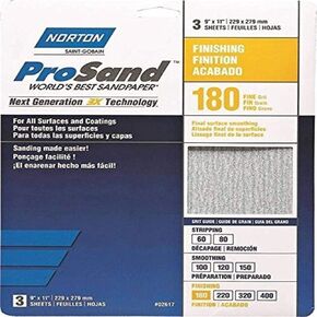 9" x 11" Norton 02617 ProSand Sanding Sheet 180-Grit Handy-Pack
