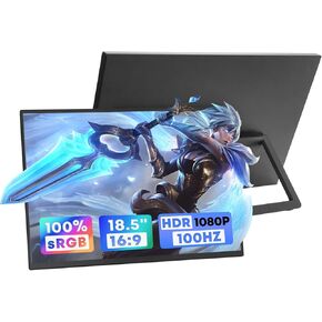 شاشة محمولة 18.5 بوصة 100 هرتز 100% sRGB FHD 1080P IPS شاشة عرض كمبيوتر للألعاب لأجهزة الكمبيوتر المحمول USB C HDMI HDR شاشة السفر مع مسند لجهاز Mac PC Xbox PS4/5 Switch شاشة الكمبيوتر المحمول in Kuwait